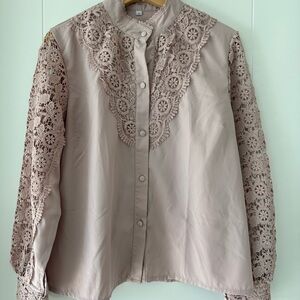 Elegant Lace Detail Women's Top - sandy pink